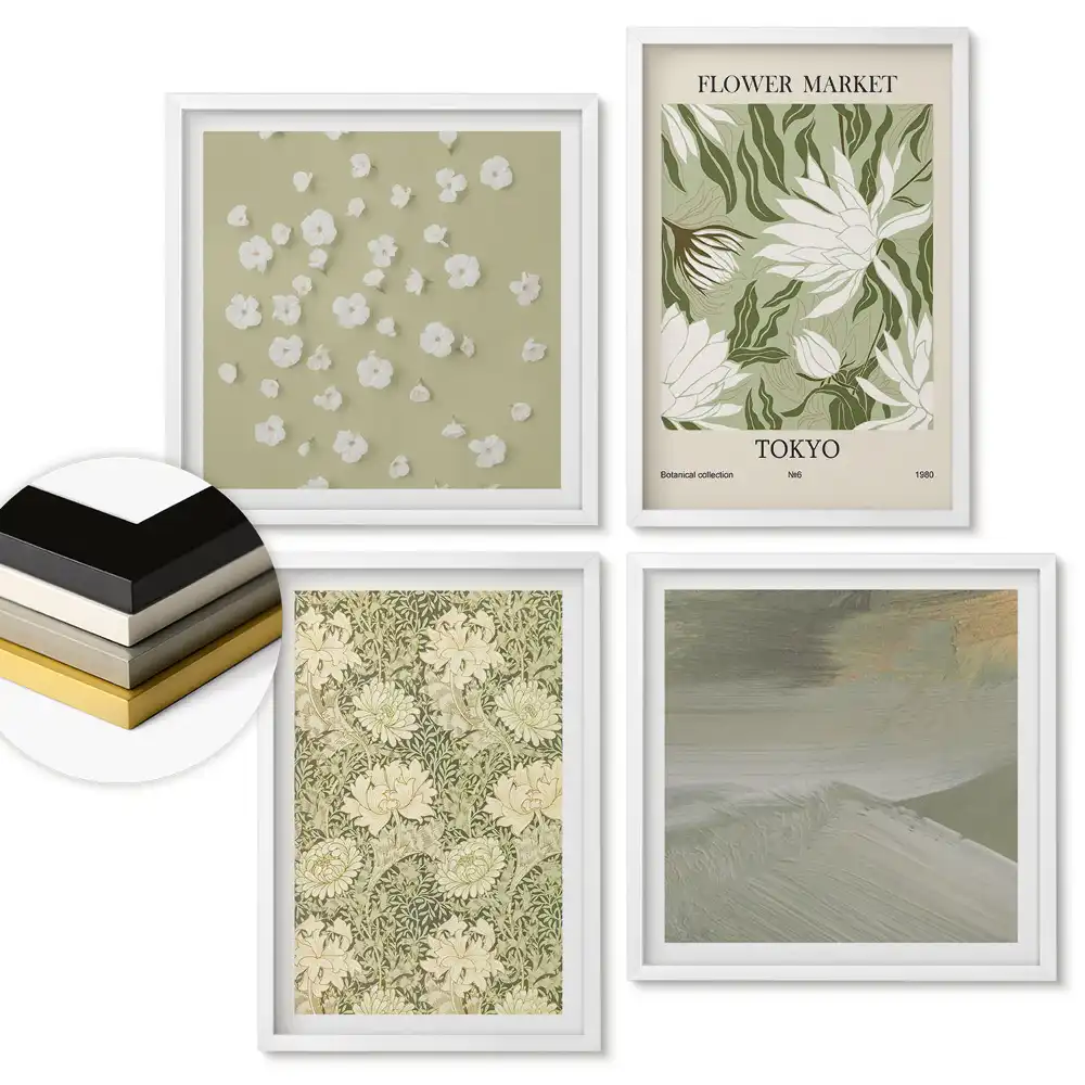 Set de tablouri înrămate Inspirații florale în culori discrete