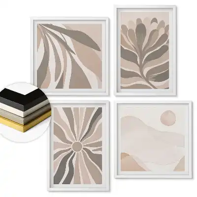 Set 4 tablouri înrămate Compoziții abstracte în culori discrete