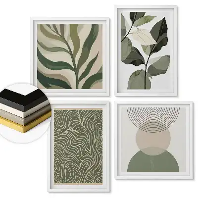 Set tablouri înrămate Modele abstracte în nuanțe de verde