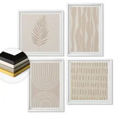 Set de 4 tablouri înrămate cu modele minimaliste în culori discrete