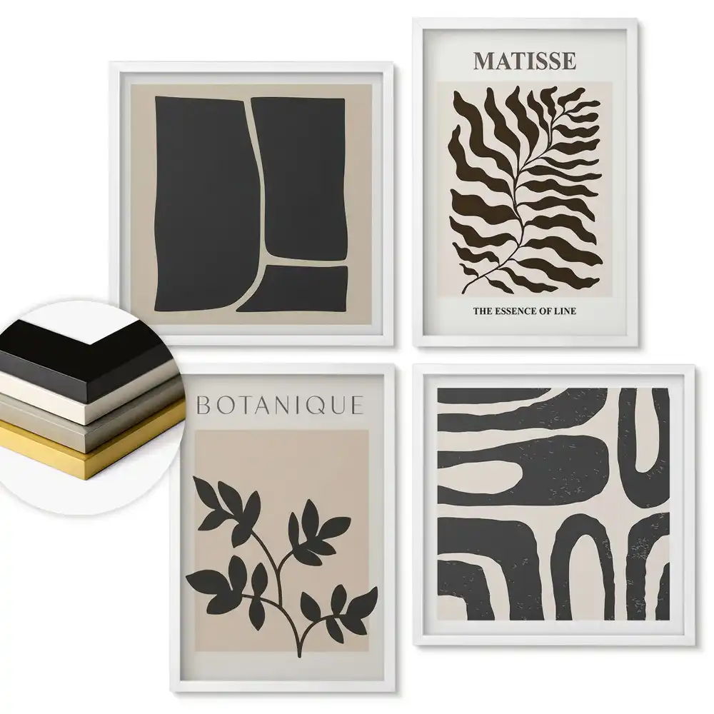 Set de tablouri înrămate cu grafică botanică modernă
