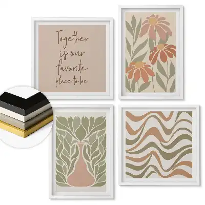 Set de tablouri înrămate cu modele colorate pentru un interior confortabil