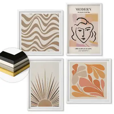 Set tablouri înrămate Abstracțiuni moderne în culori discrete