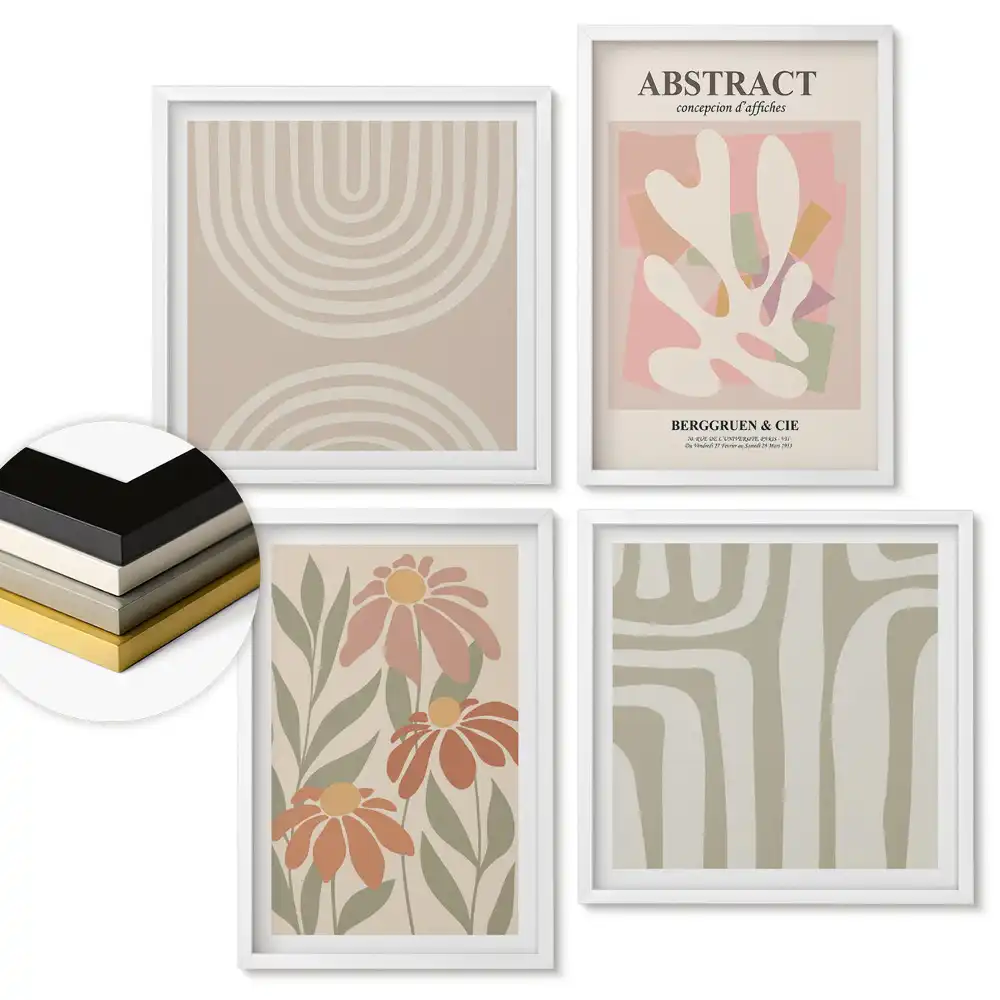 Set tablouri înrămate Compoziții abstracte în culori delicate