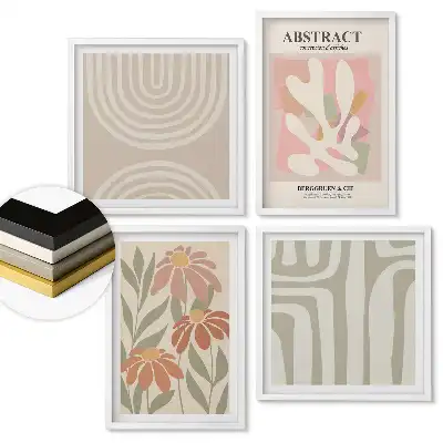 Set de tablouri înrămate Compoziții abstracte în culori delicate