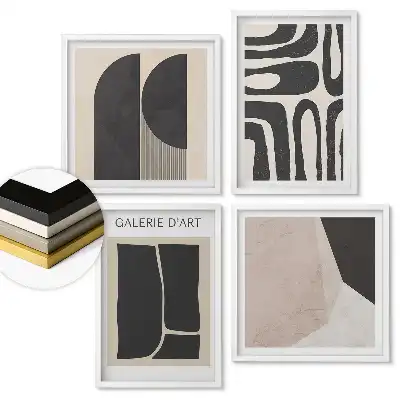 Set 4 tablouri înrămate Abstracțiuni moderne în tonuri pământii
