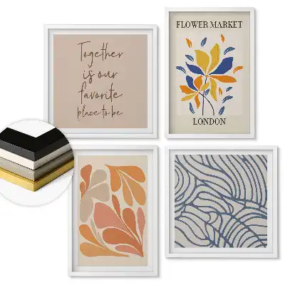 Set de tablouri înrămate cu design floral modern