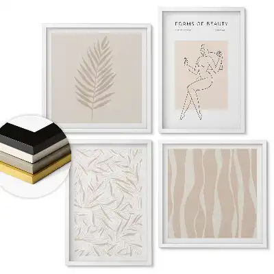 Set de 4 tablouri înrămate cu design minimalist artistic