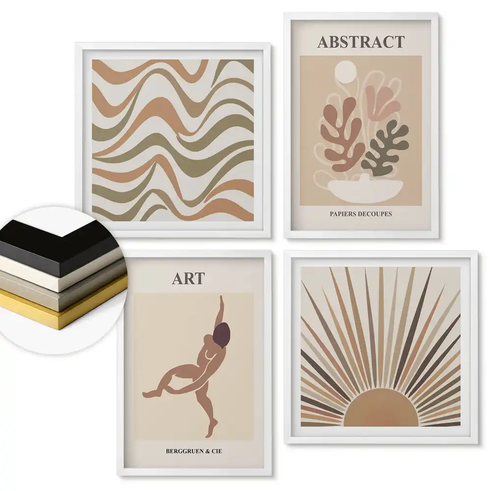 Set de tablouri înrămate cu modele de artă abstractă modernă