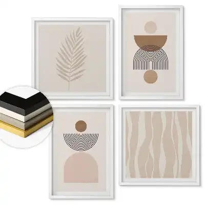 Set 4 tablouri înrămate Compoziții minimaliste în culori discrete
