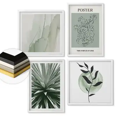Set 4 tablouri înrămate Armonie verde într-un stil modern