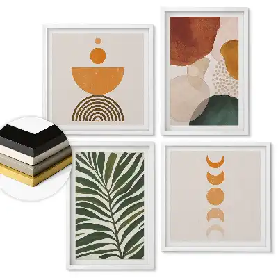 Set 4 tablouri înrămate Compoziții moderne cu natură și forme