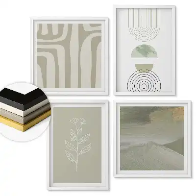 Set de 4 tablouri înrămate cu design modern în culori discrete