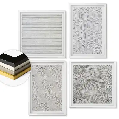 Set de tablouri înrămate cu modele abstracte în nuanțe de alb