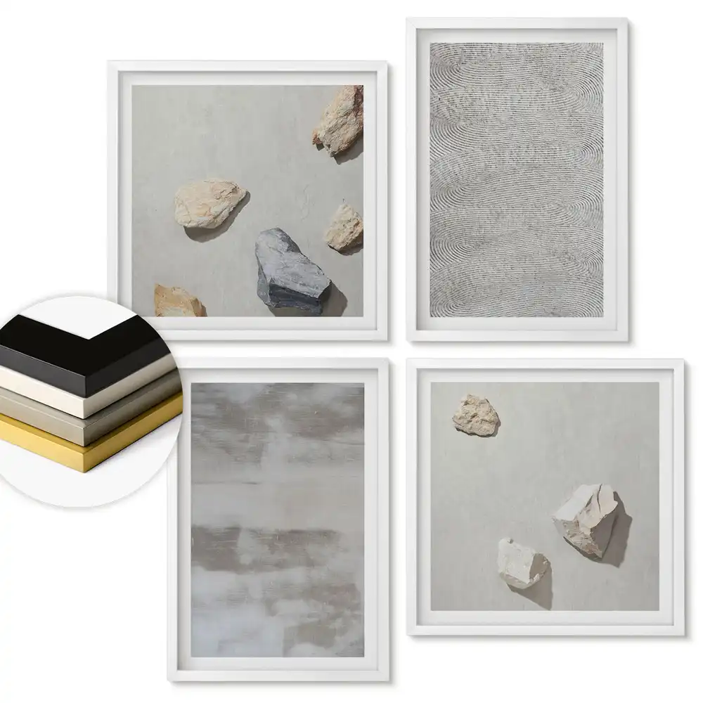 Set de 4 tablouri înrămate Frumusețe naturală în stil minimalist