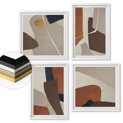 Set de tablouri înrămate Compoziții abstracte în culori calde