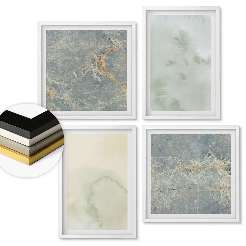 Set 4 tablouri înrămate cu modele abstracte în culori delicate