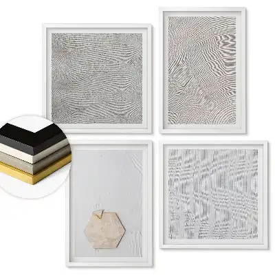 Set 4 tablouri înrămate cu modele abstracte în nuanțe de gri
