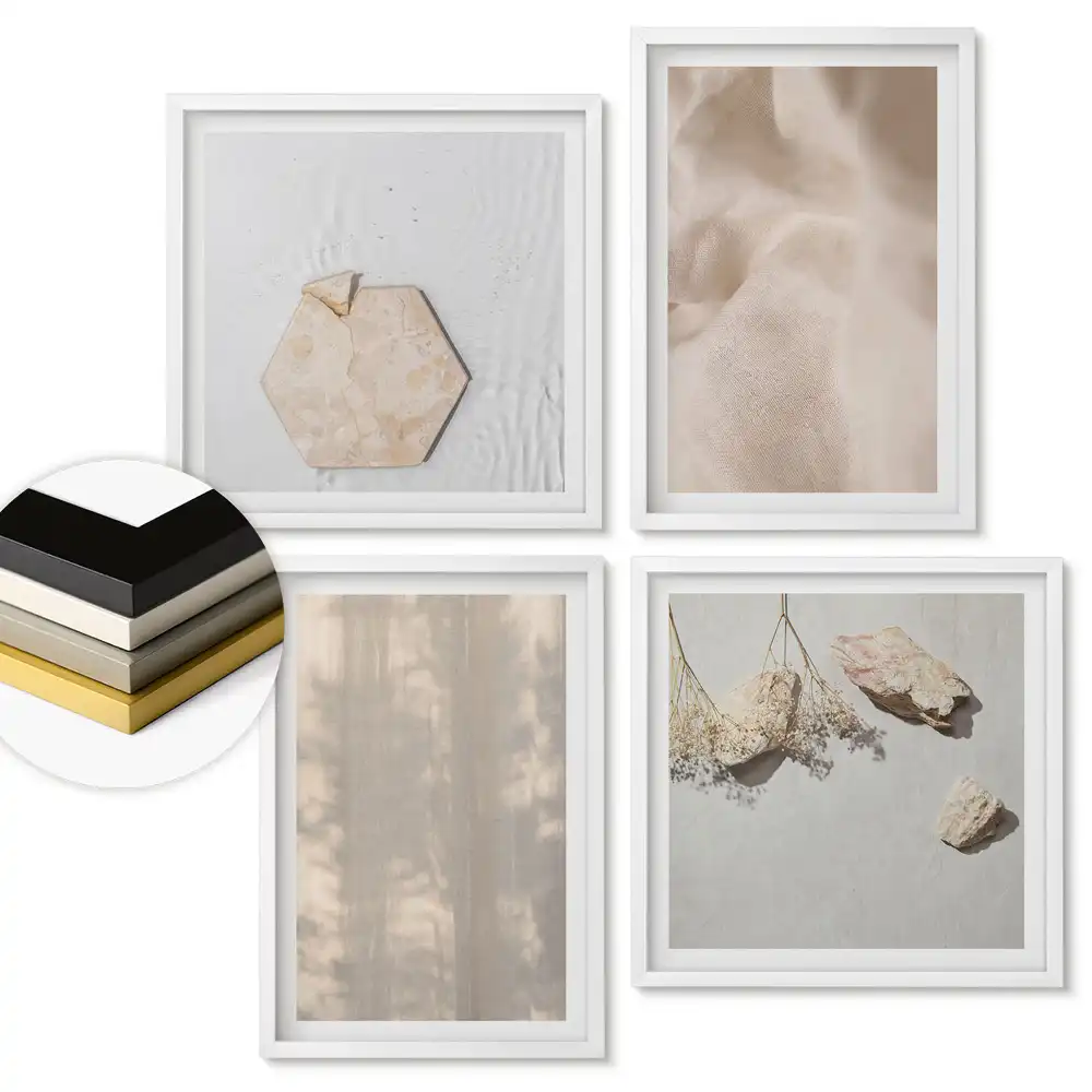 Set 4 tablouri înrămate Frumusețe naturală în stil minimalist