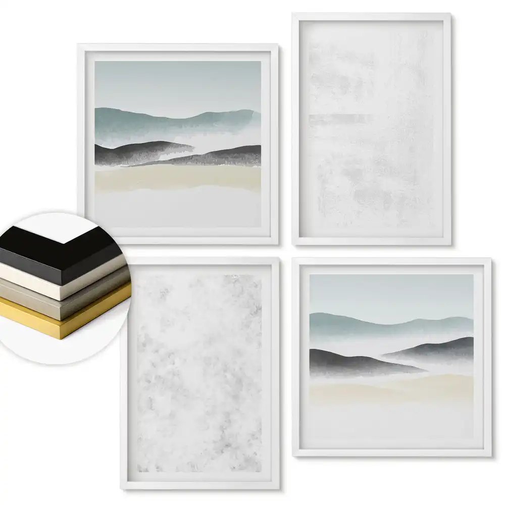 Set 4 tablouri înrămate Liniștea naturii în stil minimalist