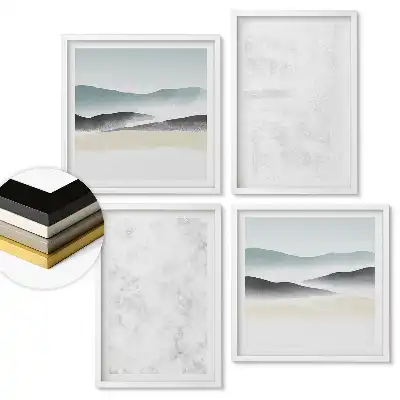 Set 4 tablouri înrămate Liniștea naturii într-un stil minimalist