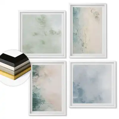 Set tablouri înrămate Peisaje abstracte în culori delicate