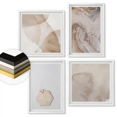 Set de 4 tablouri înrămate Nuanțe abstracte ale pământului și apei
