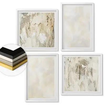 Set de 4 tablouri înrămate Armonie abstractă în nuanțe de bej