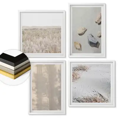 Set 4 tablouri înrămate Peisaje minimaliste în culori discrete