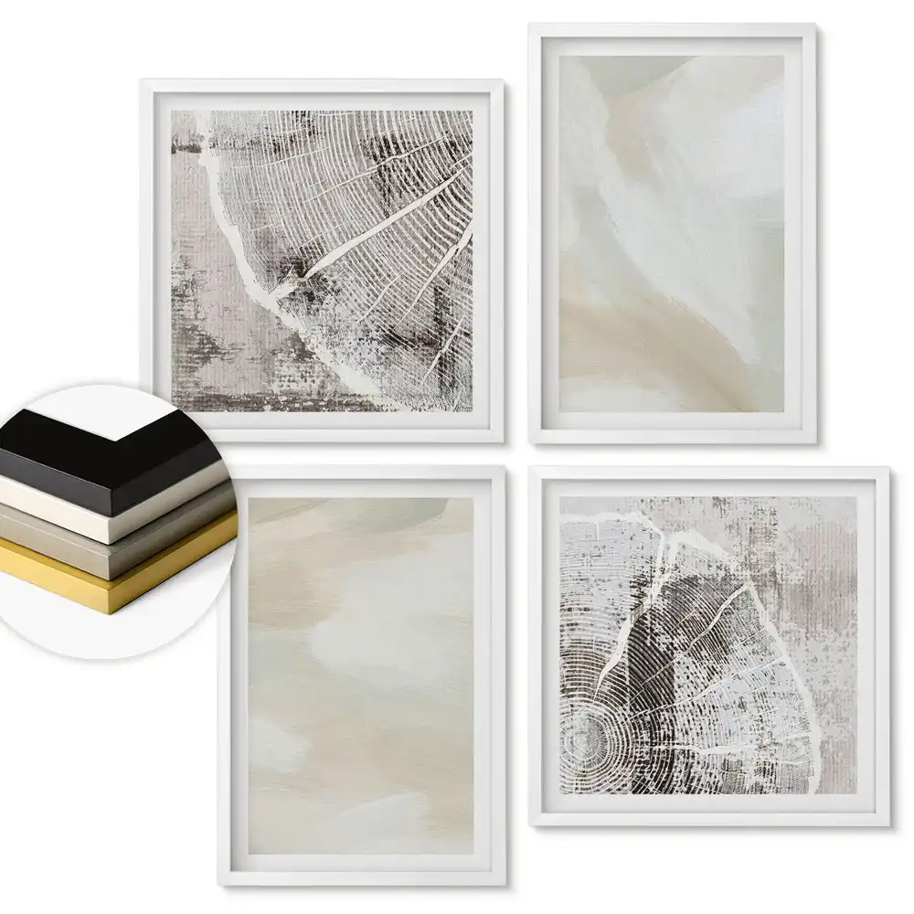 Set de tablouri înrămate cu modele abstracte în culori delicate
