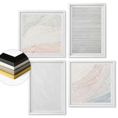 Set 4 tablouri înrămate Valuri abstracte în nuanțe delicate