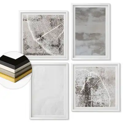 Set 4 tablouri înrămate Modele abstracte în nuanțe de gri