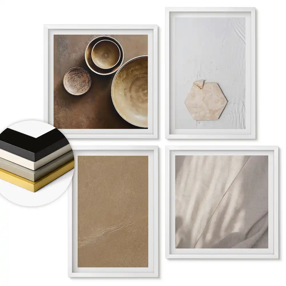 Set de tablouri înrămate cu texturi naturale și design minimalist