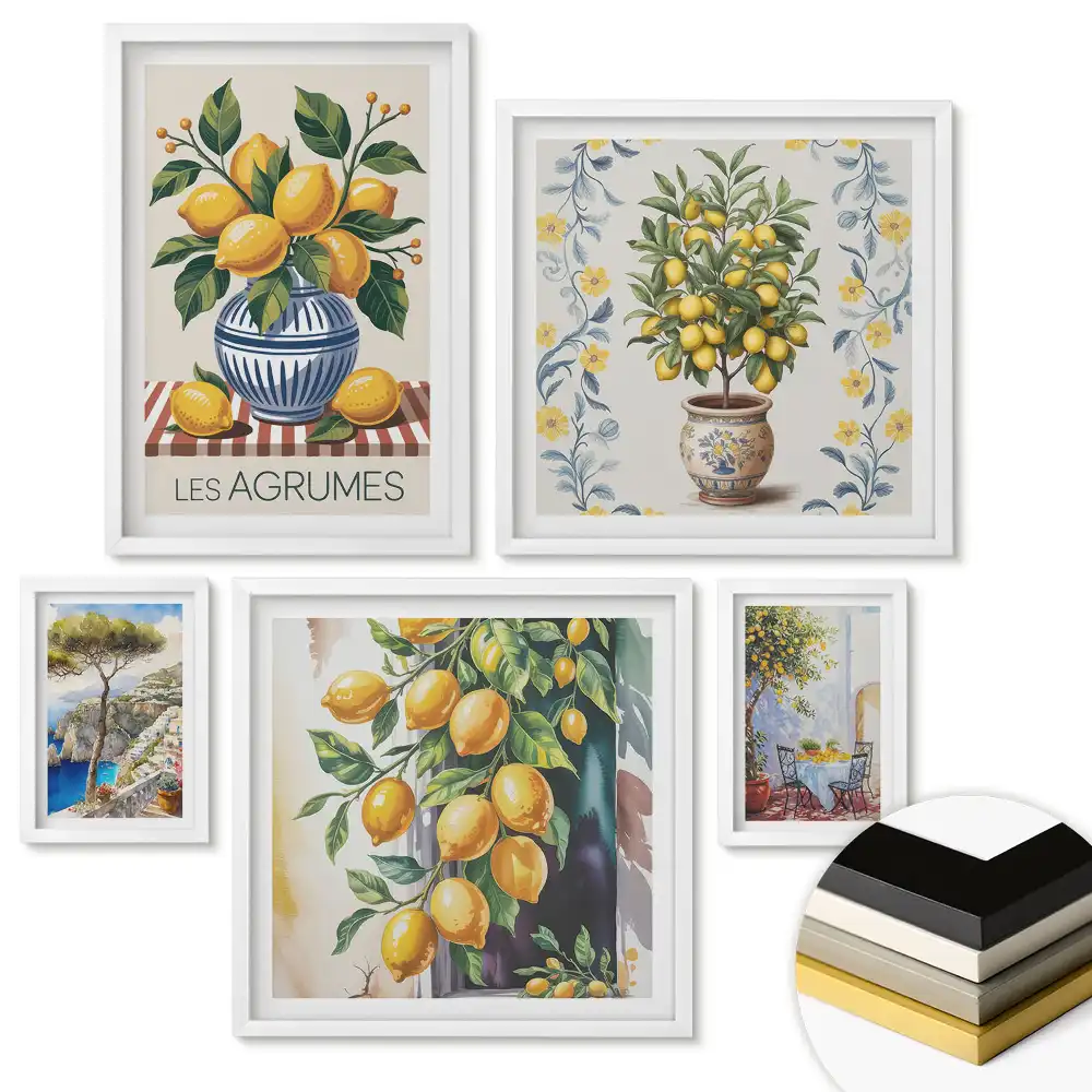 Set 5 tablouri înrămate Inspirații citrice în culorile naturii