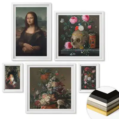 Set 5 tablouri înrămate Flori, cranii și secretele artei