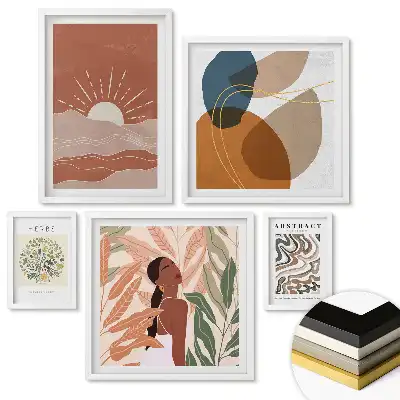 Set 5 tablouri înrămate Grafică interioară modernă