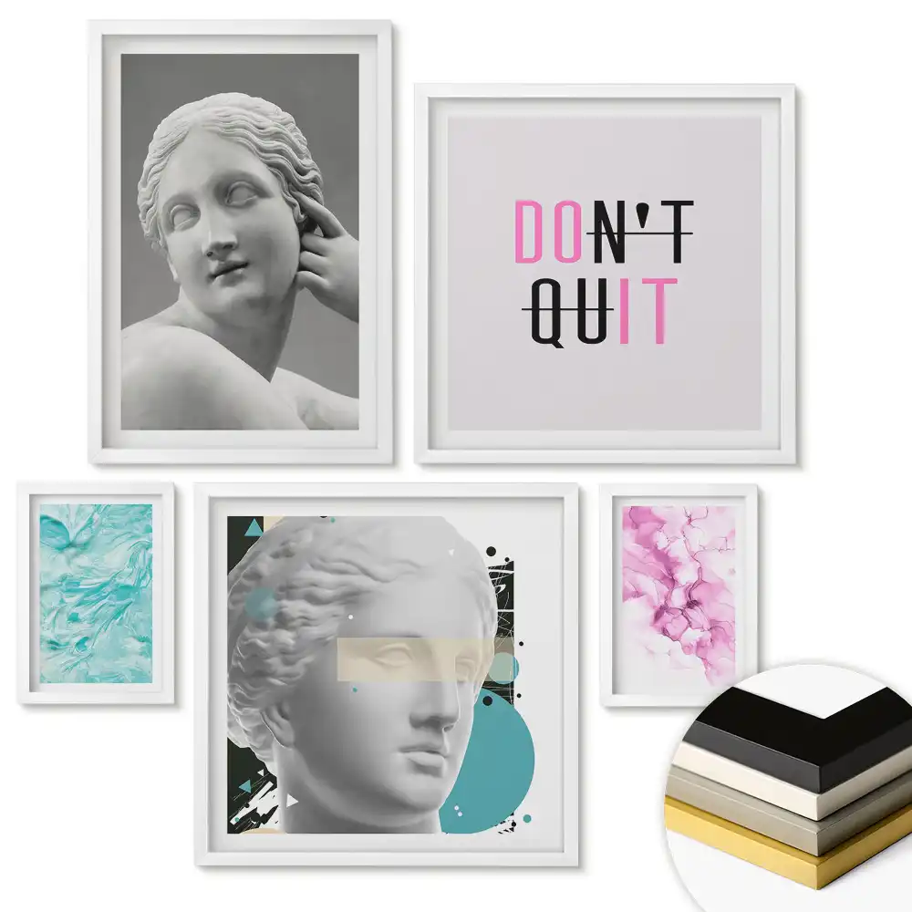 Set 5 tablouri înrămate cu grafică decorativă pentru interior