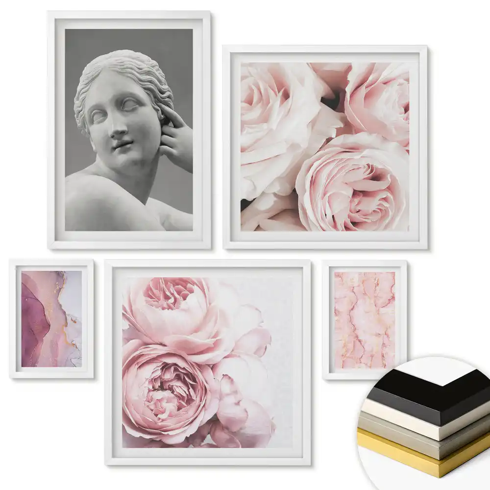 Set de tablouri înrămate Inspirații florale și sculptură clasică