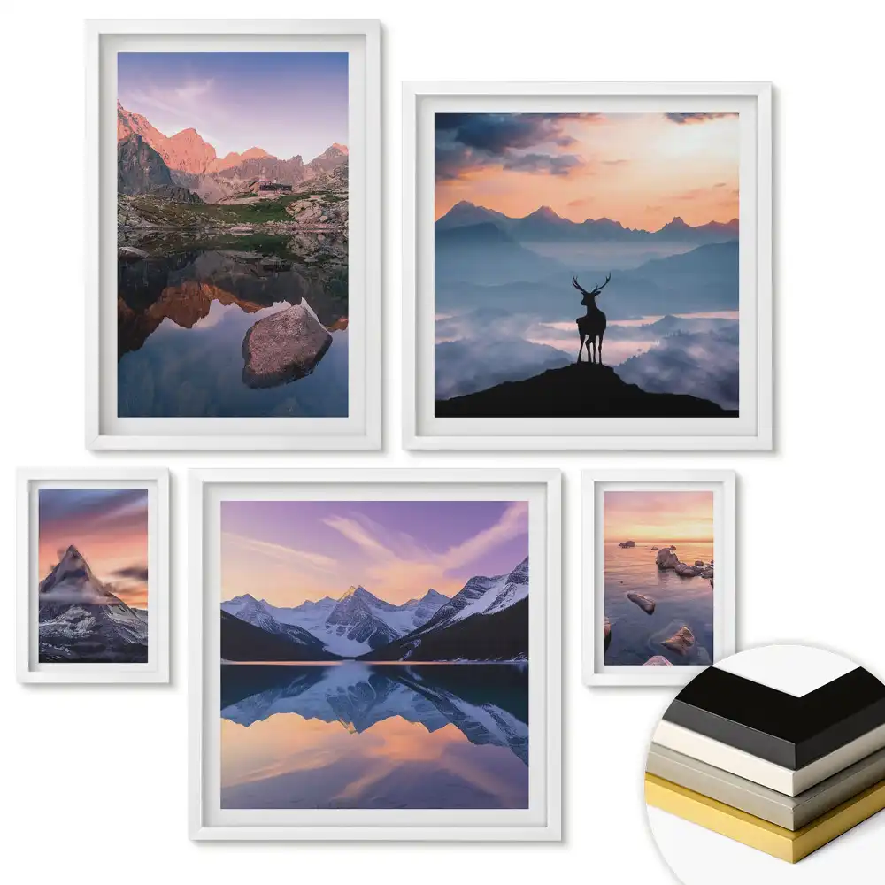 Set 5 tablouri înrămate Peisaje uimitoare pline de natură și pace