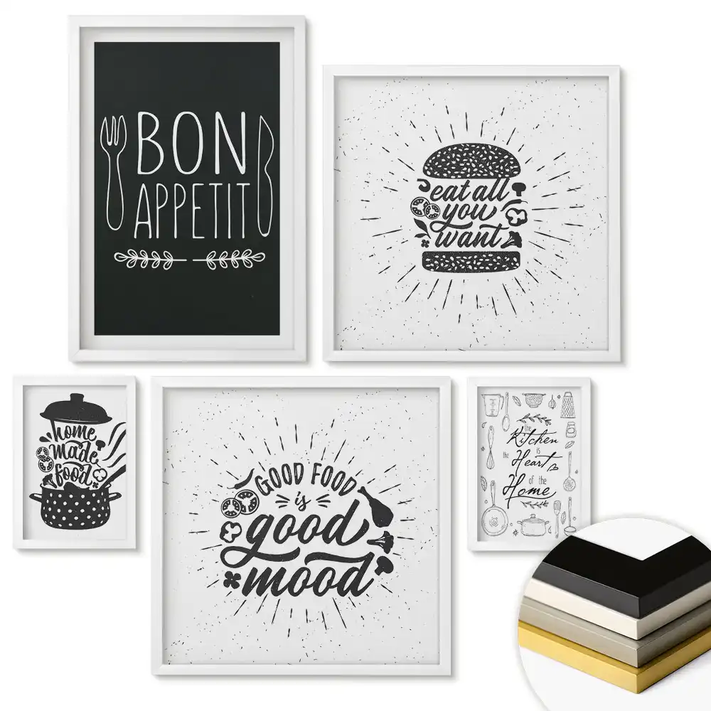 Set de tablouri înrămate Inspirații în bucătărie pentru gurmanzi