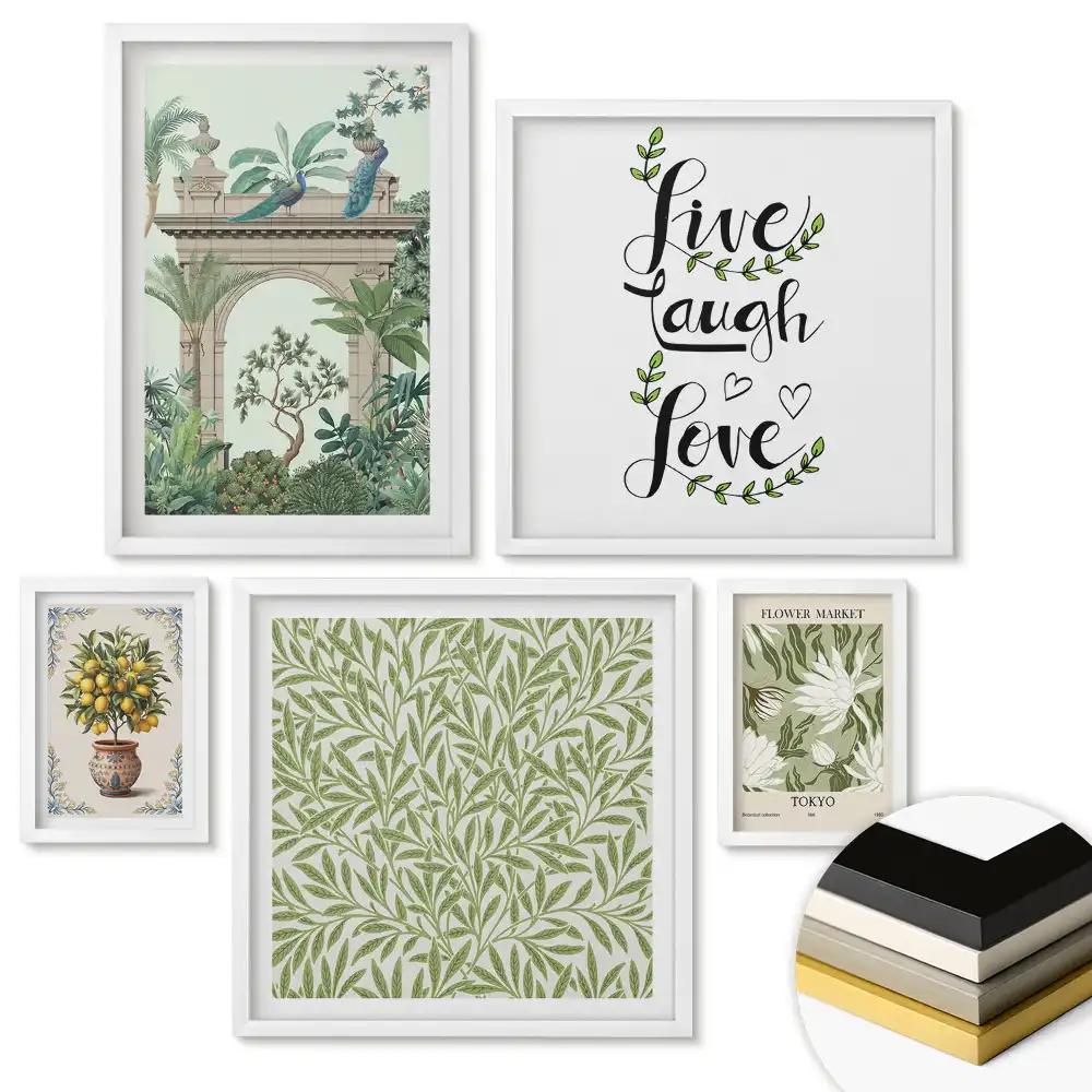 Set 5 tablouri înrămate Inspirații de design interior în stil botanic