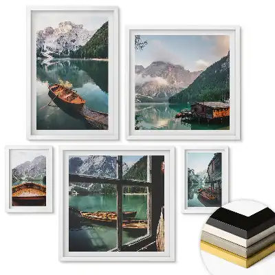 Set 5 tablouri înrămate Vederi pitorești ale lacurilor de munte