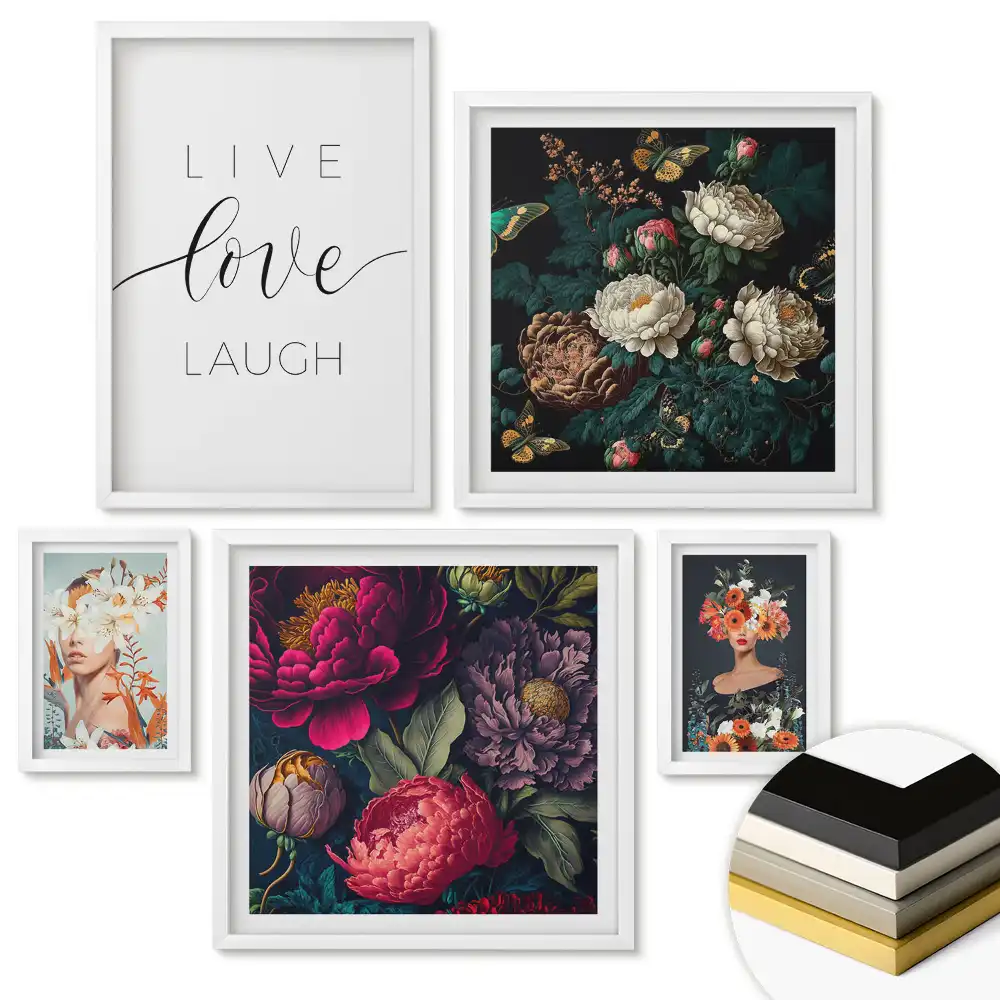 Set 5 tablouri înrămate Inspirații florale într-un stil modern