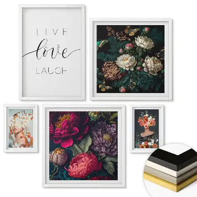 Set 5 tablouri înrămate Inspirații florale într-un stil modern