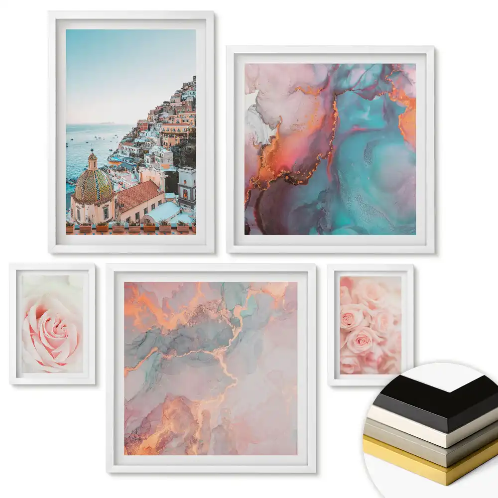 Set tablouri înrămate Peisaje abstracte în culori pastelate