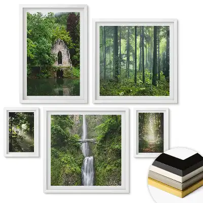 Set 5 tablouri înrămate Colțuri verzi ale naturii și cascade