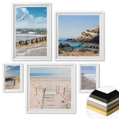 Set 5 tablouri înrămate Plaje liniștite și priveliști la mare