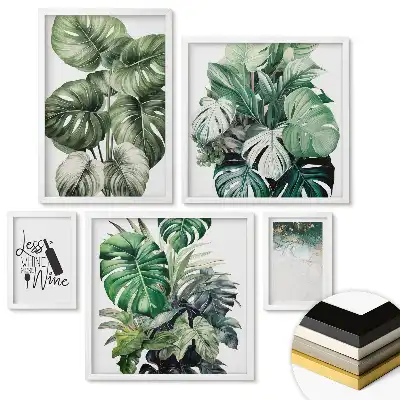 Set de 5 tablouri înrămate Inspirații din plante cu o notă de vin