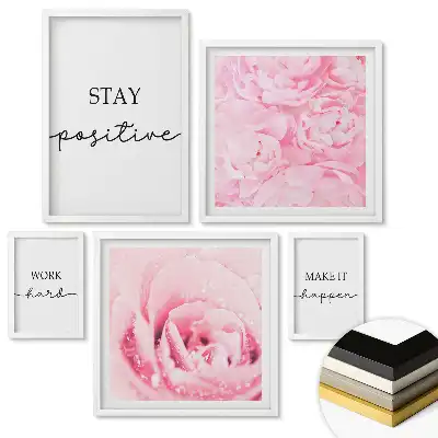 Set 5 tablouri înrămate Inspirații roz pentru fiecare moment