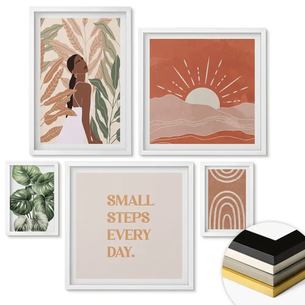 Set de 5 tablouri înrămate Frumusețe naturală și inspirație de zi cu zi
